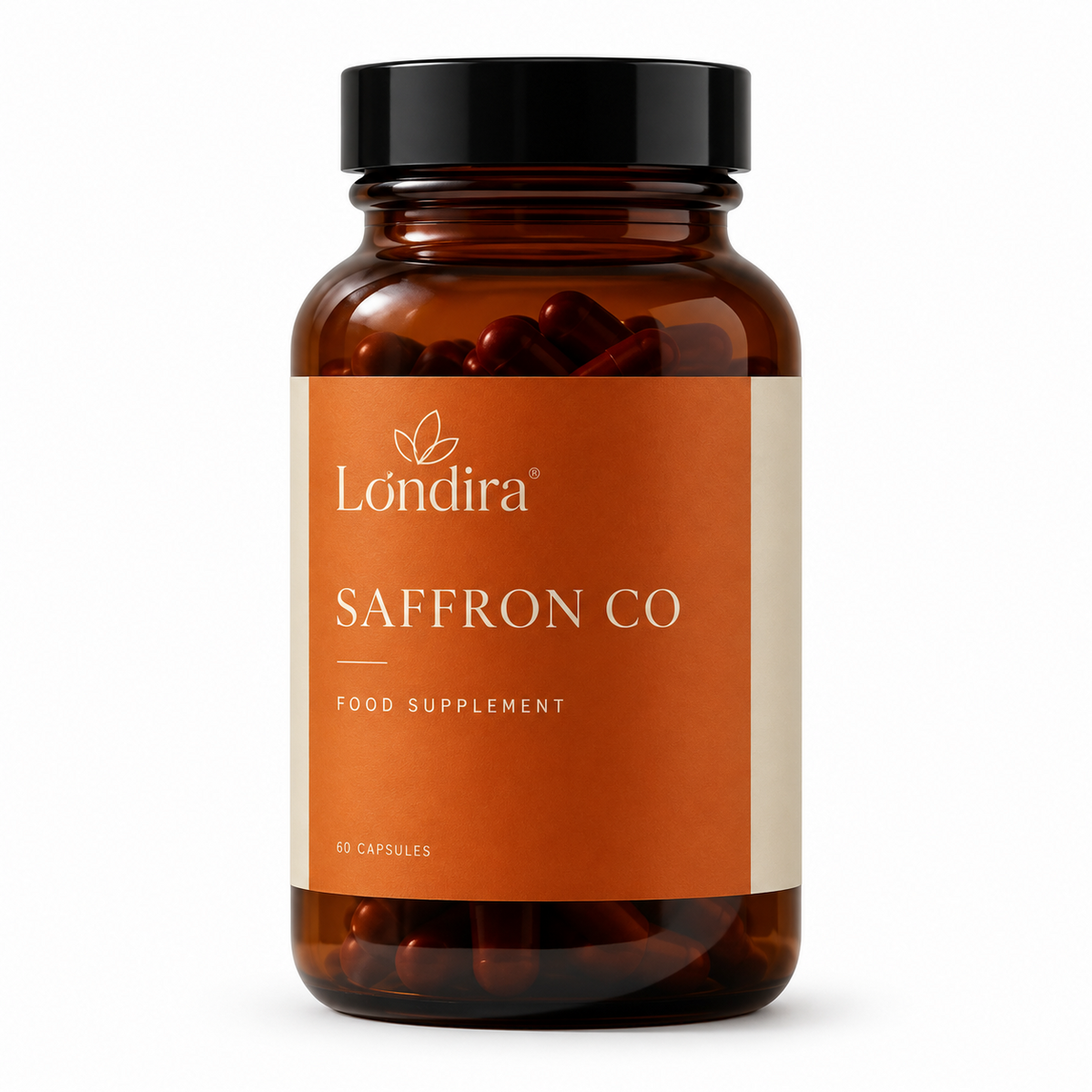 Londira Saffron Mood supplement bottle with 60 capsules