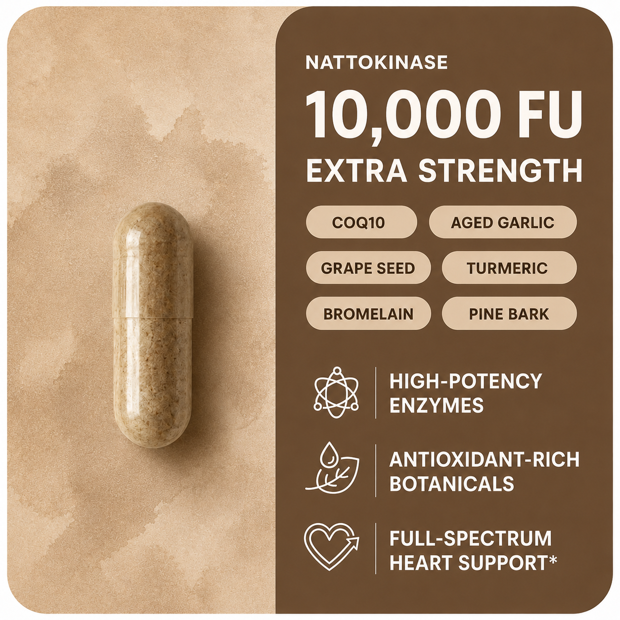 Nattokinase 10,000 FU with CoQ10, turmeric, aged garlic and more